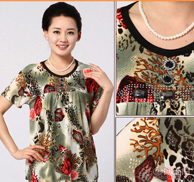 【無2016新款中老年女裝媽媽裝印花短袖T恤衫地攤跑江湖貨源批發(fā)】深圳市寶安區(qū)石巖藍灣嘉繡服裝批發(fā)商行 - 產品庫