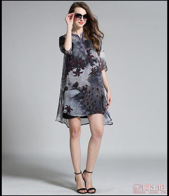 【簡如衣2016歐美春裝新款胖MM大碼寬松水墨印花雪紡連衣裙女批發(fā)6122F】深圳市寶安區(qū)石巖纖衣服飾廠 - 產品庫