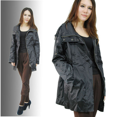 【【廠家批發 品質上乘】小額服裝批發黑色光澤好長風衣ZB006-2】價格,廠家,圖片,女式風衣、大衣,季玉榮(個體經營)-
